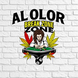 A logo design featuring ALOLOR BREAK ZONE prominently at the top, rendered in the iconic Avengers font for a striking and recognizable look