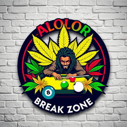 A logo design featuring ALOLOR BREAK ZONE prominently at the top, rendered in the iconic Avengers font for a striking and recognizable look