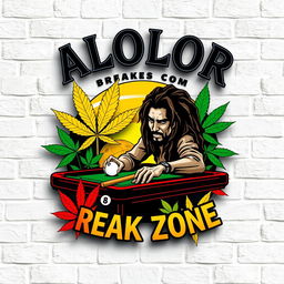 A logo design featuring ALOLOR BREAK ZONE prominently at the top, rendered in the iconic Avengers font for a striking and recognizable look