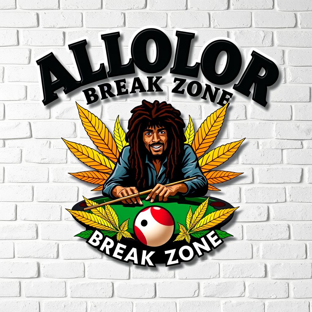 A logo design featuring ALOLOR BREAK ZONE prominently at the top, rendered in the iconic Avengers font for a striking and recognizable look