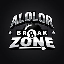 A logo design featuring ALOLOR BREAK ZONE prominently displayed at the top in the iconic Avengers font, designed with a striking 3D effect to enhance depth and visual interest