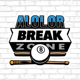 A logo design featuring ALOLOR BREAK ZONE prominently displayed at the top in the iconic Avengers font, designed with a striking 3D effect to enhance depth and visual interest
