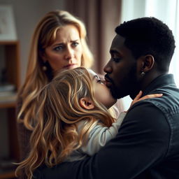 A poignant scene depicting a sad mother who looks away in disappointment or sorrow, her expression filled with complex emotions