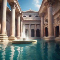 An ultra-realistic, 4K HD image depicting the legendary fountain of an ancient city, long hidden by the passage of time