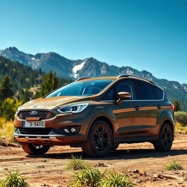 A rugged Ford S-Max parked in a stunning off-road landscape, showcasing its versatility and power