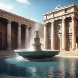 An ultra-realistic, 4K HD image depicting the legendary fountain of an ancient city, long hidden by the passage of time