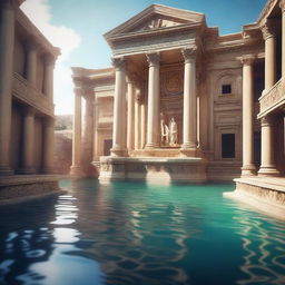 An ultra-realistic, 4K HD image depicting the legendary fountain of an ancient city, long hidden by the passage of time