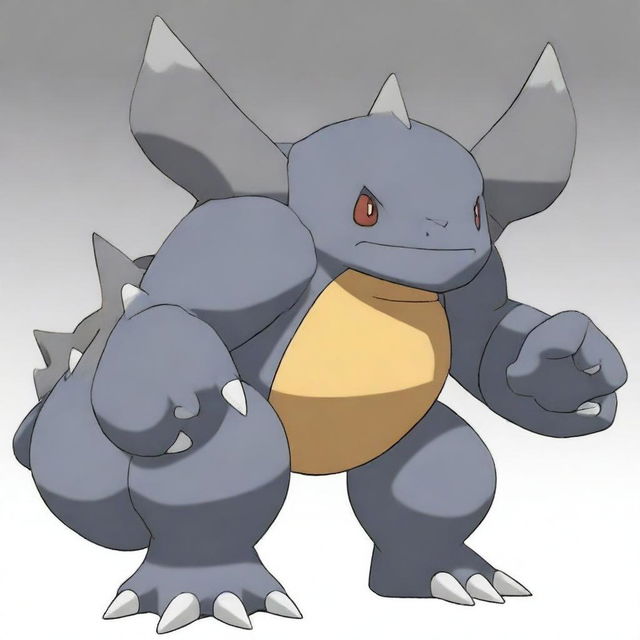 Generate an image of a mighty creature called Rhyonix, combining the strength and bulkiness of Rhyperior with the impressive length and resilience of Onix