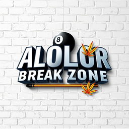 A logo design for ALOLOR BREAK ZONE, prominently displayed in the iconic Avengers font, rendered with a striking 3D effect
