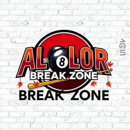 A logo design for ALOLOR BREAK ZONE, prominently displayed in the iconic Avengers font, rendered with a striking 3D effect