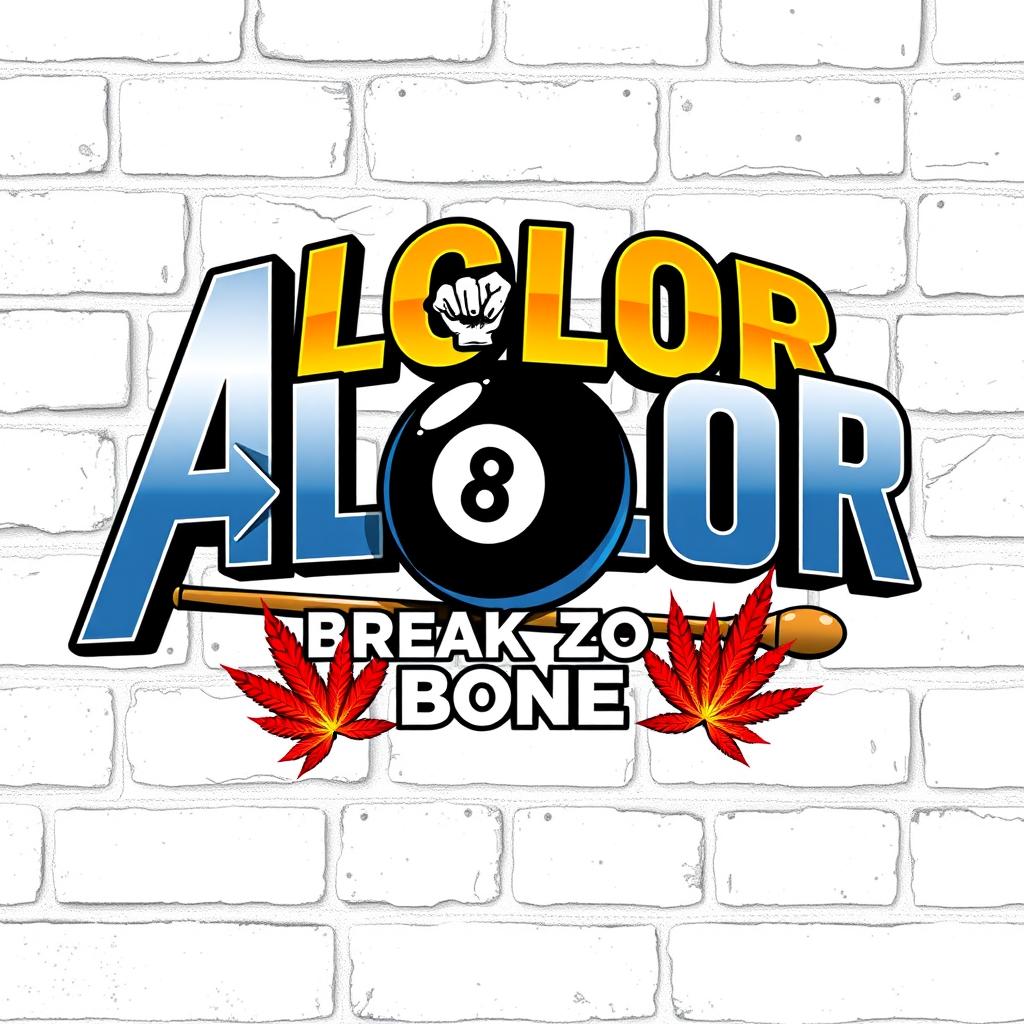 A logo design for ALOLOR BREAK ZONE, prominently displayed in the iconic Avengers font, rendered with a striking 3D effect