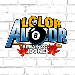 A logo design for ALOLOR BREAK ZONE, prominently displayed in the iconic Avengers font, rendered with a striking 3D effect