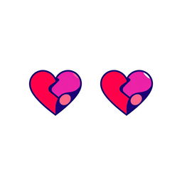 A unique and modern logo design for a dating app, featuring a stylized heart shape that combines bold and playful elements