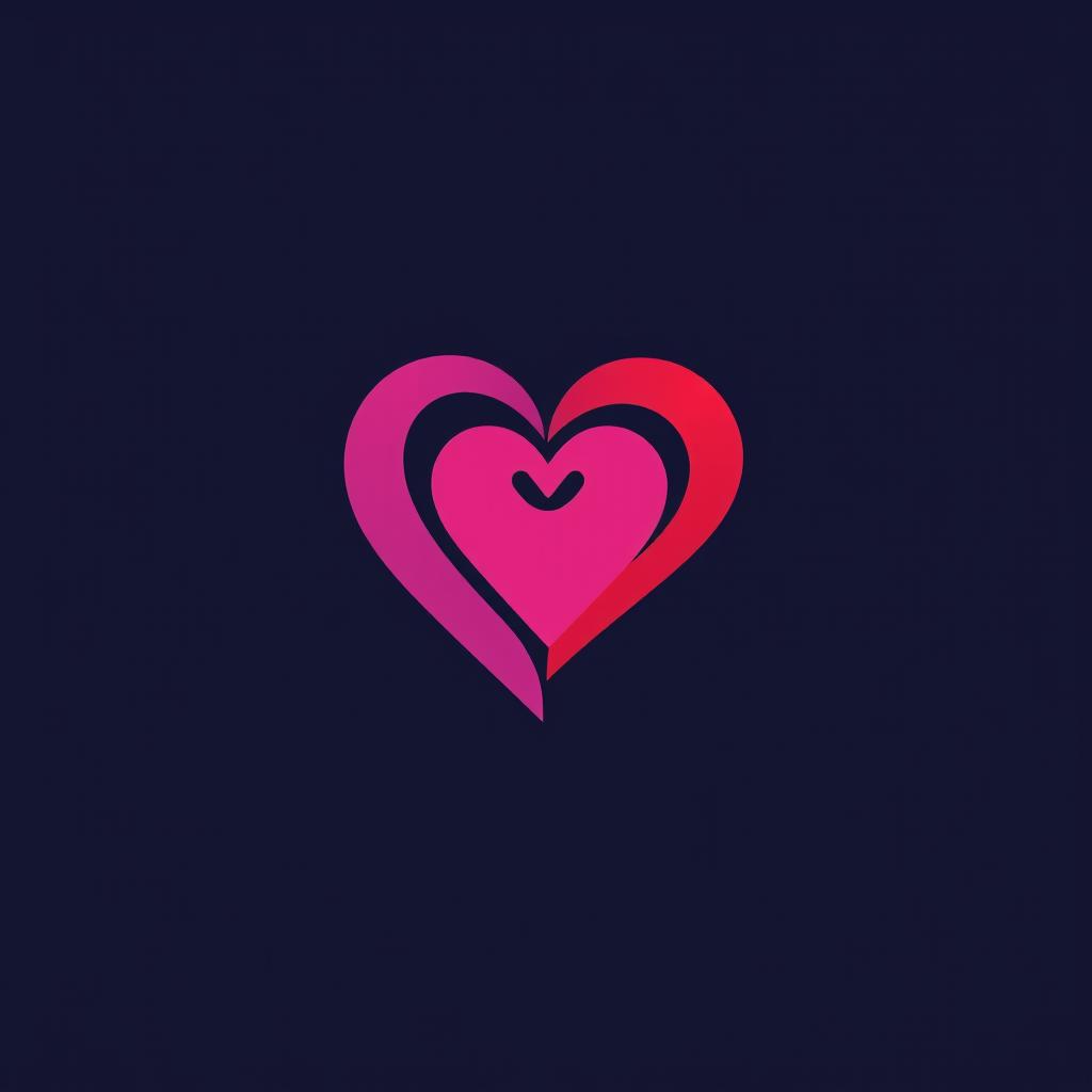 A unique and modern logo design for a dating app, featuring a stylized heart shape that combines bold and playful elements