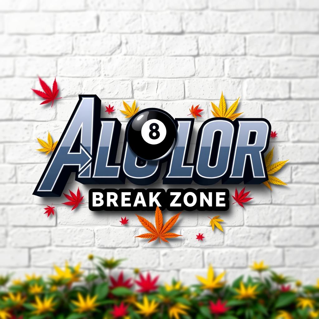 A logo design for ALOLOR BREAK ZONE, prominently featured in the iconic Avengers font, crafted with a striking 3D effect