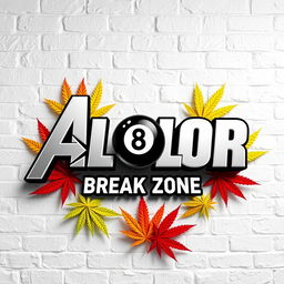 A logo design for ALOLOR BREAK ZONE, prominently featured in the iconic Avengers font, crafted with a striking 3D effect