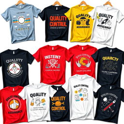 A collection of stylish and modern t-shirts showcasing quality control concepts