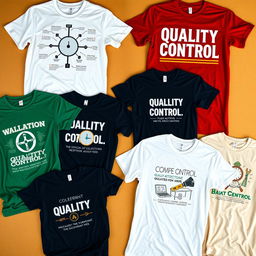 A collection of stylish and modern t-shirts showcasing quality control concepts
