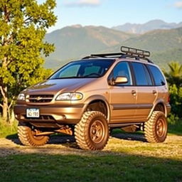 A lifted Chevrolet Zafira Mk 1, showcasing its sporty and rugged appearance