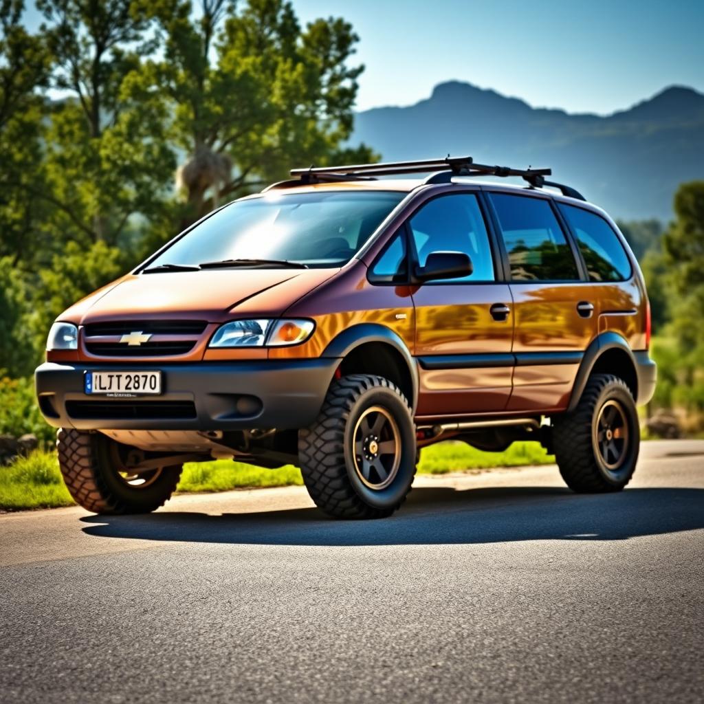 A lifted Chevrolet Zafira Mk 1, showcasing its sporty and rugged appearance