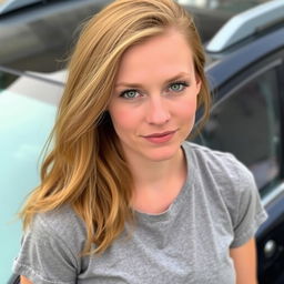 A woman aged 30-35 with European features, featuring fair skin and either light or red hair