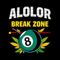 A logo design for 'ALOLOR BREAK ZONE' featuring the text in a stylized Avengers font, positioned at the top