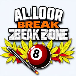 A logo design for 'ALOLOR BREAK ZONE' featuring the text in a stylized Avengers font, positioned at the top