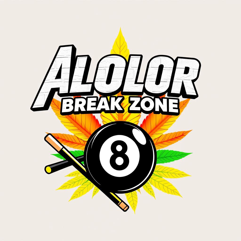 A logo design for 'ALOLOR BREAK ZONE' featuring the text in a stylized Avengers font, positioned at the top