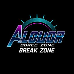 A logo design for 'ALOLOR BREAK ZONE' featuring the text in a futuristic interpretation of the Avengers font