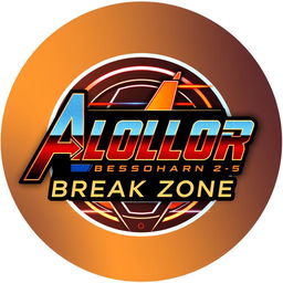 A logo design for 'ALOLOR BREAK ZONE' featuring the text in a futuristic interpretation of the Avengers font