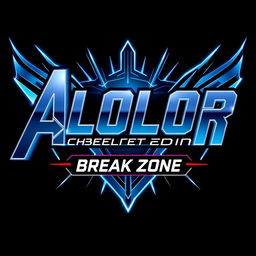 A logo design for 'ALOLOR BREAK ZONE' featuring the text in a futuristic interpretation of the Avengers font