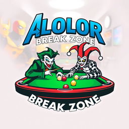 A logo design for 'ALOLOR BREAK ZONE' featuring the text in a bold Avengers font at the top