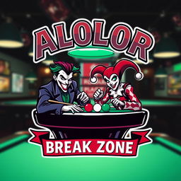 A logo design for 'ALOLOR BREAK ZONE' featuring the text in a bold Avengers font at the top