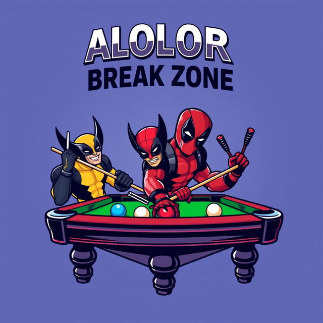 A logo design for 'ALOLOR BREAK ZONE' featuring the text in a striking Avengers font at the top