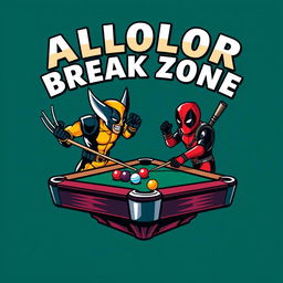 A logo design for 'ALOLOR BREAK ZONE' featuring the text in a striking Avengers font at the top