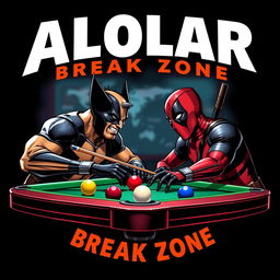 A logo design for 'ALOLOR BREAK ZONE' featuring the text in a bold Avengers font at the top