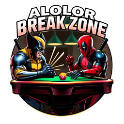 A logo design for 'ALOLOR BREAK ZONE' featuring the text in a bold Avengers font at the top