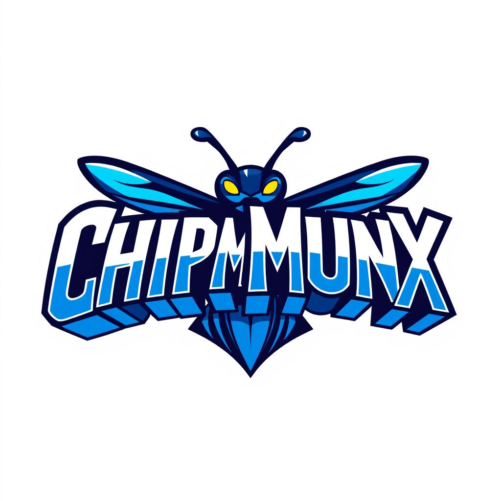 A logo design for 'CHIPMUNX' displayed in a stylized Blue Beetle font