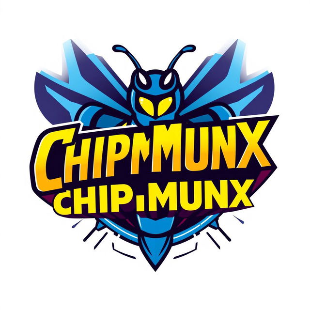 A logo design for 'CHIPMUNX' displayed in a stylized Blue Beetle font