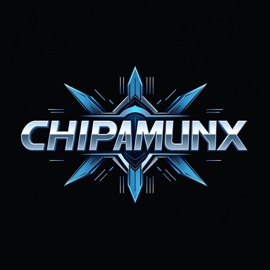 A logo design for 'CHIPMUNX' rendered in a futuristic variation of the Avengers font