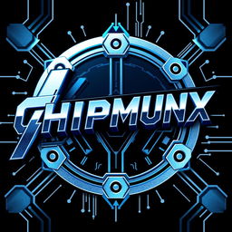 A logo design for 'CHIPMUNX' rendered in a futuristic variation of the Avengers font