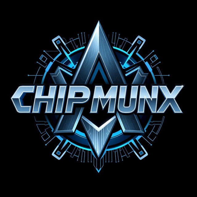 A logo design for 'CHIPMUNX' rendered in a futuristic variation of the Avengers font