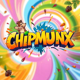 A dynamic and vibrant title design for 'CHIPMUNX', featuring bold typography with a playful and chaotic theme