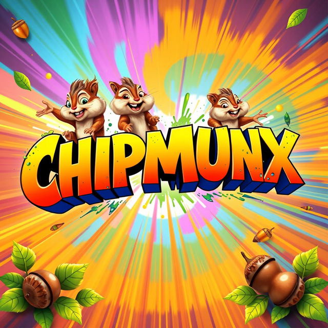 A dynamic and vibrant title design for 'CHIPMUNX', featuring bold typography with a playful and chaotic theme