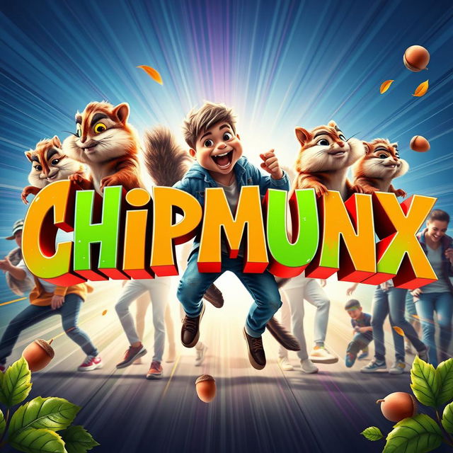 A dynamic and vibrant title design for 'CHIPMUNX', featuring bold typography with a playful and chaotic theme