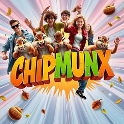 A dynamic and vibrant title design for 'CHIPMUNX', featuring bold typography with a playful and chaotic theme