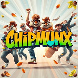 A dynamic and vibrant title design for 'CHIPMUNX', featuring bold typography with a playful and chaotic theme