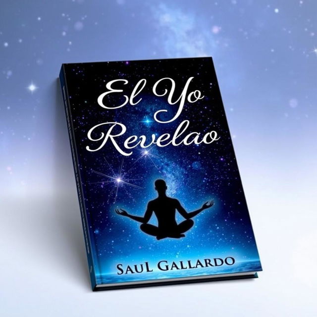 A stunning book cover featuring a human figure in a serene meditation pose against a captivating starry sky, beautifully illustrating the connection between the inner self and the universe