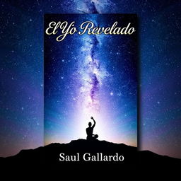 A mesmerizing book cover featuring a human figure in a serene posture, set against a stunning starry sky that symbolizes the connection between the inner self and the universe