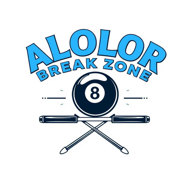 A creative logo design featuring the text "ALOLOR BREAK ZONE" in a bold and stylish blue beetle font prominently displayed at the top